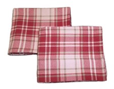 Set of 2 Red Tan Plaid Flannel PillowCases 19.5 X 29 Standard