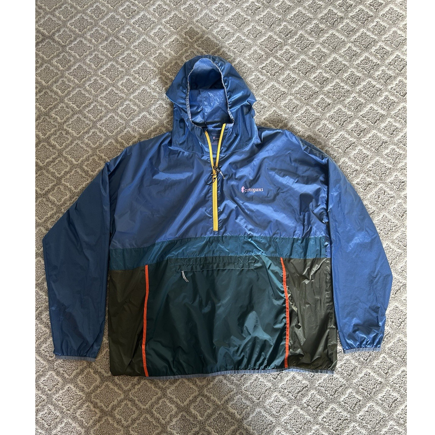 Cotopaxi Colorblock Hooded Windbreaker – Blue/Green – XXL