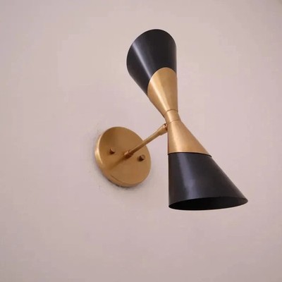 Unique Dual Brass Wall Sconce Modern Double Arm Light Fixture, Modern and Elegan
