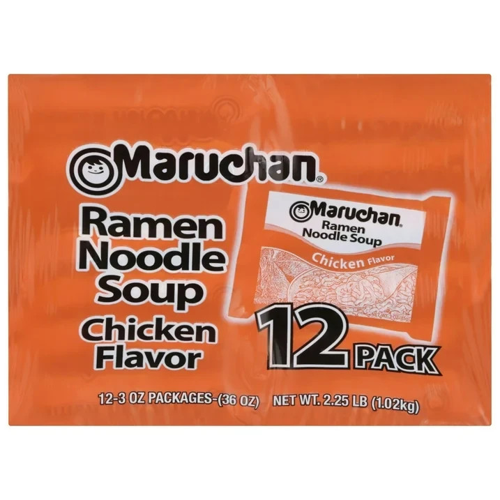 Maruchan Ramen Noodle Chicken Flavor Soup, 3 oz, 12 Count Shelf Stable Package