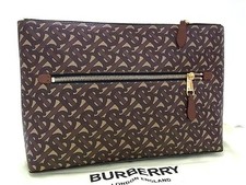 BURBERRY TB Monogram PVC Clutch Bag Brown FI8873