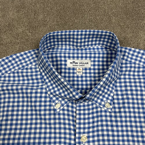 Peter Millar Shirt Mens XL Summer Comfort Button Down Blue Gingham Performance - Picture 3 of 10