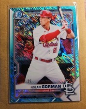 2021 Bowman - Chrome Prospects Nolan Gorman #BCP-90 Aqua Shimmer Refractor /125