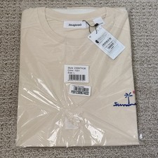 T-shirt uomo Desigual ricamata tinta unita manica corta nuova con etichetta $65,95 taglia L, avorio