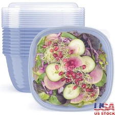 Reusable Meal Prep Containers Microwave Safe Bowls W/ Custom Fit Lids BPA Free