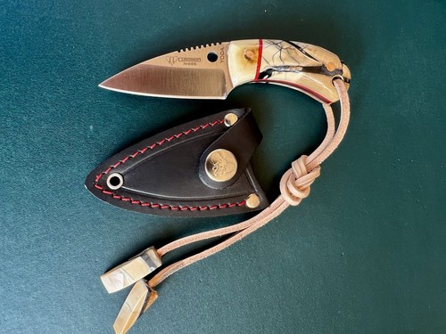Cudeman Messer Yoda N695 Spezialgriff + Lederscheide Neck Knife EDC Jagdmesser