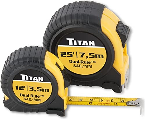 2 Pack Tape Measure Set 12ft and 25ft Dual Rule SAE MM with Locking Mechanism - Picture 1 of 5