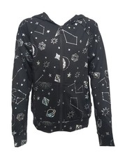 TEREZ Girl's Black Hologram Galaxy Foil Hoodie 12688351 NWT