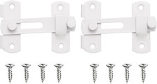 2-Pack Flip Latch Gate Latch 4in, Slide Locks, Matte White Stainless Steel, Fl