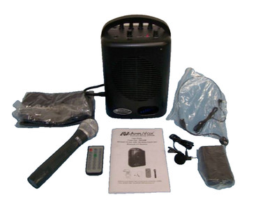 AmpliVox SW245B Compact Dual Wireless Microphone Bluetooth Audio PA Sound System