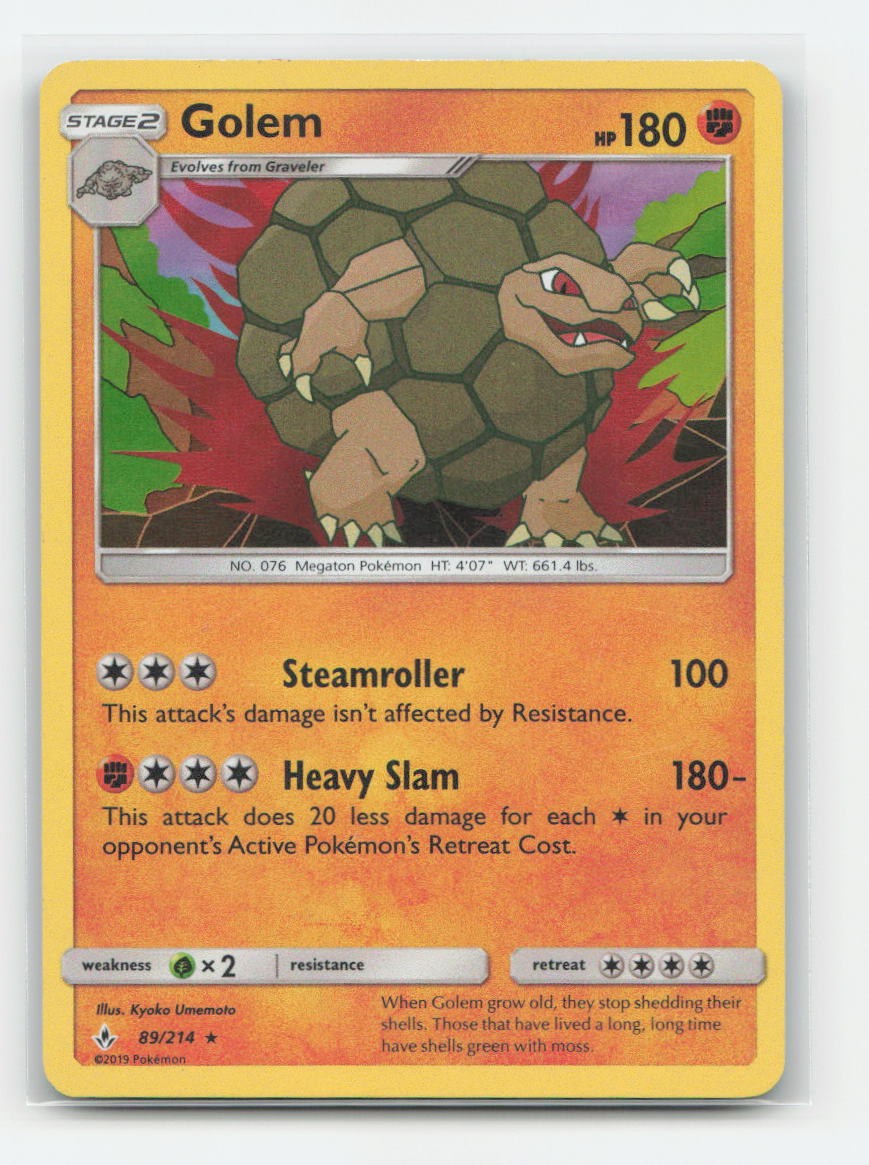 Golem 89/214 - Holo R Unbroken Bonds Pokemon MP