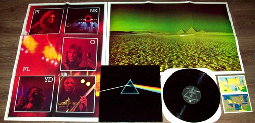 PINK FLOYD DARK SIDE OF THE MOON LP 1ST US PRESS 1973 POSTERS STICKERS WALL EX