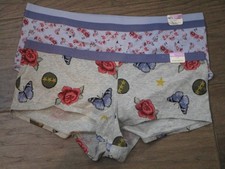 2-PACK CACIQUE COTTON BOYSHORT PANTIES IN BLUE/GRAY FLORAL SIZE 18/20