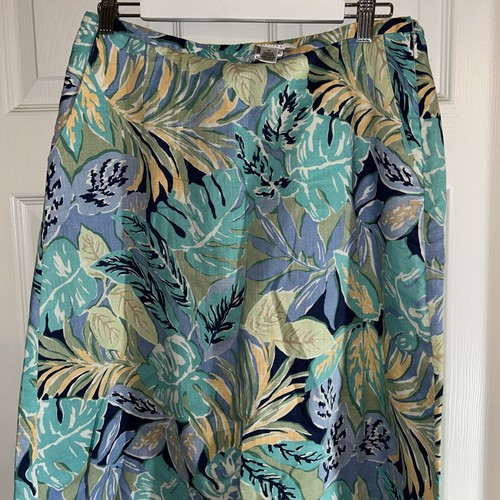 Maxi gonna vintage Talbots lino taglia 12 floreale crociera tropicale primavera viaggio - Foto 2 di 9