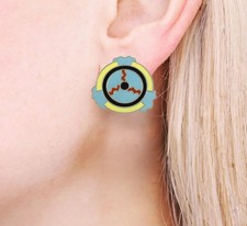 Orecchini smaltati vintage ACME "Wheel" di MEMPHIS designer GEORGE SOWDEN - NUOVI