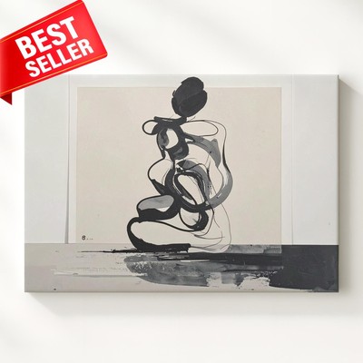 Canvas Intertwined Line Wall Art Figurative Drawing Featuring Thick Forming