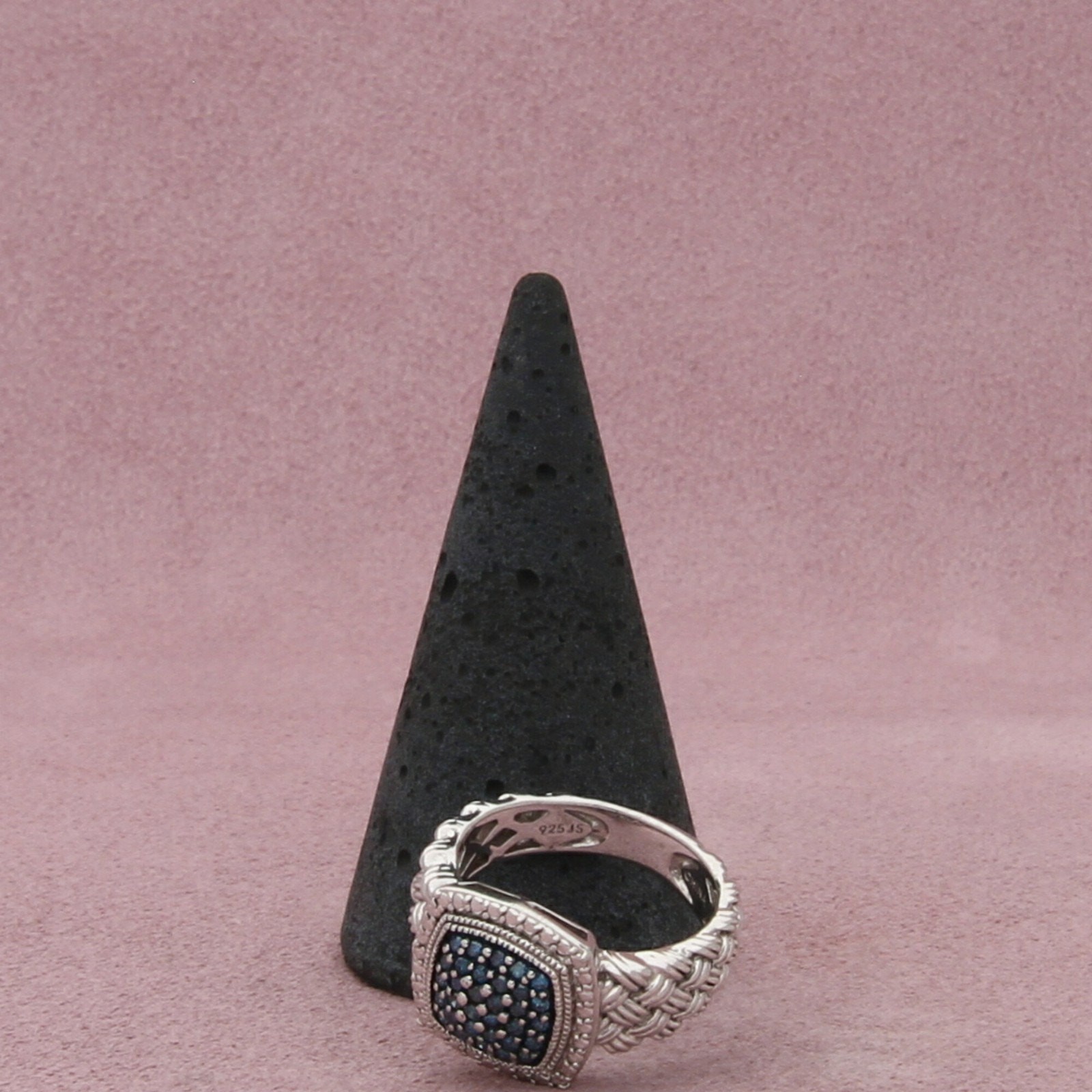 affinity sterling silver qvc blue diamond square … - image 3