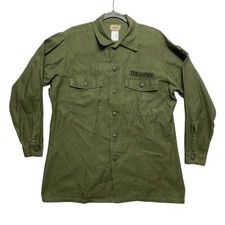 US Army Utility Shirt Mens 16.5x32 Green OG-107 Fatigue Jacket Vintage Patch