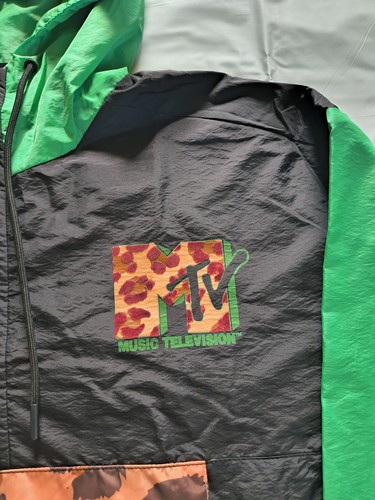 MTV Official Merchandise Anorak Mens Size XL By Dumbgood Cheetah Print Logo NWOT - Picture 3 of 13