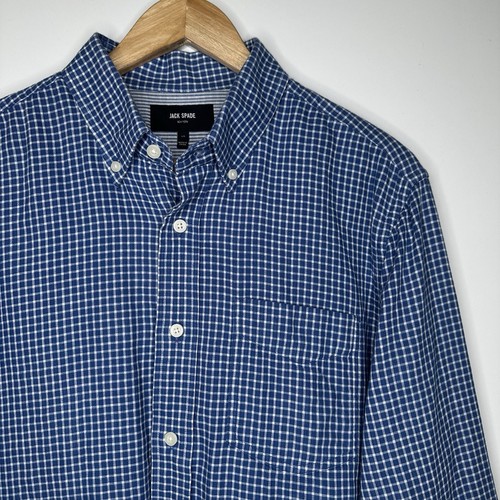 Jack Spade Blue Check Button Down Shirt Size Large - Picture 1 of 7