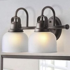 Virginia 17.25" 2-Light LED Vanity Light Oil Rubbed Bronze Glass