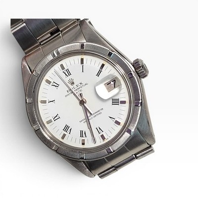 Rolex Date 34 mm Oyster Steel White Roman Automatic Watch 1501 Circa 1979
