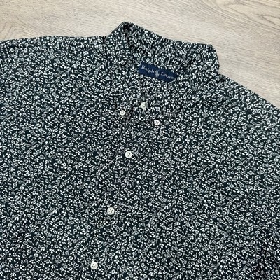 Ralph Lauren Green White S/S Floral Button Down Men s Sz XL Spring Bloom