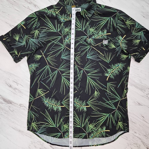 Helly Hansen Mens Oya Shirt M Pine Print Short Sleeve Black Green Outdoor Travel - Picture 6 of 20