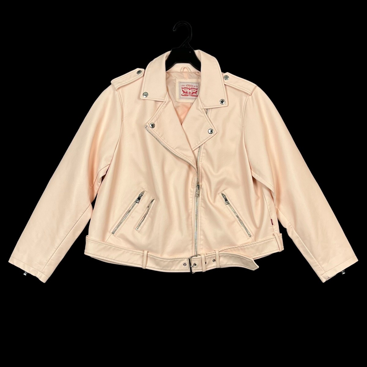 Levi's Women's Faux Leather Motorcycle Jacket Size 1X Light Pink
