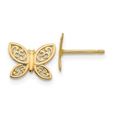 14k Yellow Gold Polished Butterfly Stud Earrings Perfect Gift for Her