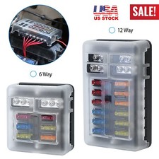 6/12 Way Blade Fuse Box Block Holder LED Indicator 12V 24V Car Marine Automotive