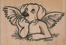 Dog Angel 2 1/2 x 1 3/4" Rubber Stamp, Dog Stamp, Dog Lover Stamp