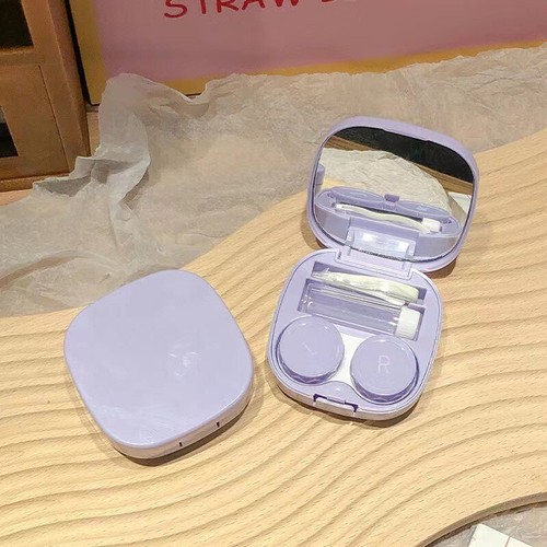 1 Cute Patel Color Contact Lens Travel Box Case Bottle Mirror Tweezer Remover - Picture 6 of 12