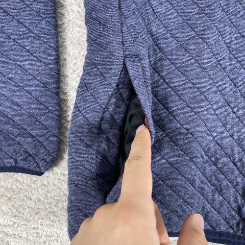 Rhone Quilted Pullover Mens Medium Blue 1/4 Snap Casual Cotton Blend Gramercy - Picture 13 of 14