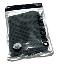 CONAIR Microfiber Fitted All Hair Wrap Drying Black Gray Quick Dry Towel NEW