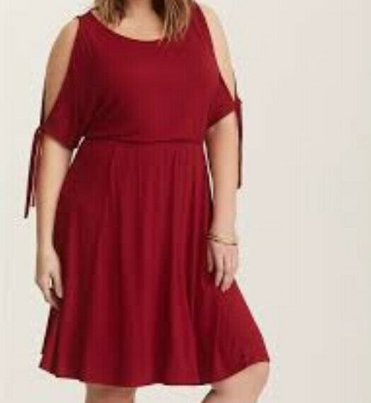 Torrid Red Cold Shoulder Jersey Skater Dress 2X 18 20 #64725
