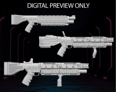 Sci-Fi Shotgun Rifles Pack of 3 1:12 Scale Weapons for 6 Inch Action Figures