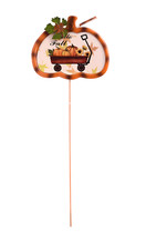 HOME GARDEN HALLOWEEN PUMPKIN YARD STAKE - "HELLO FALL"  WAGON - BRAND NEW 