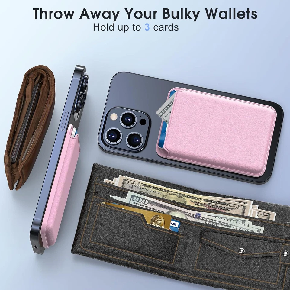 Cartera magnética para teléfono 2 tarjeteros estuche con bloqueo RFID para teléfono celular Foto 3 de 4