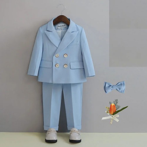 Boys Suit Baby Boys Jacket Pants 2PCS Dress Children Formal Wedding Costume Kids - Picture 8 of 22