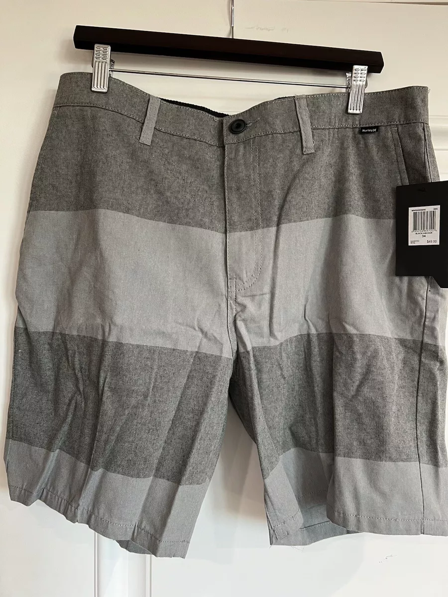 Neu mit Etikett Herren 34 Hurley Walk Shorts grau gestreift Freizeit flach vorne