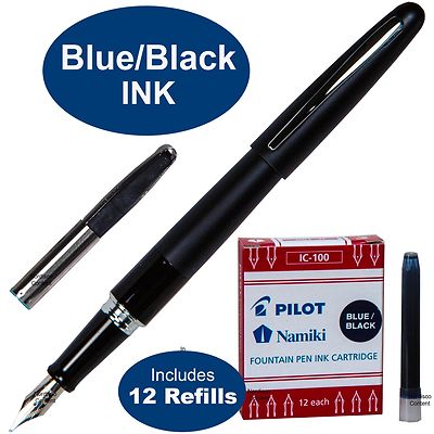 Pilot Metropolitan Fountain Pen, Black Barrel, Blue/Black Ink,