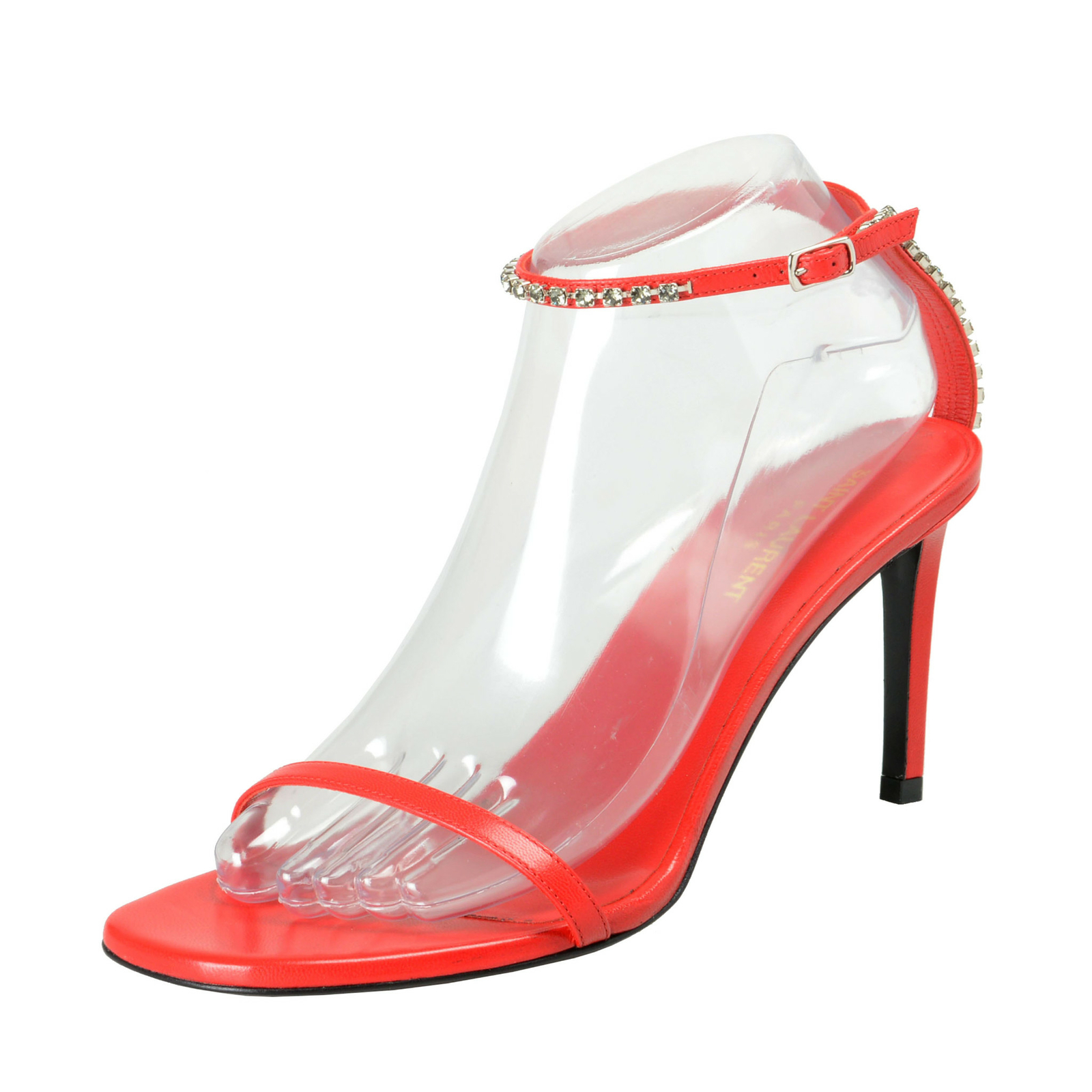 Sandali Saint Laurent donna pelle tacco alto cinturino alla caviglia scarpe US 9 10