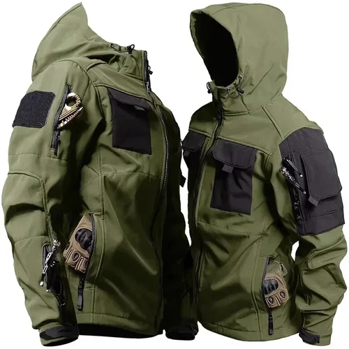 Tactical Jacket Men Military Outdoor Waterproof Hood Windbreaker Work Soft Shell - Picture 7 of 27