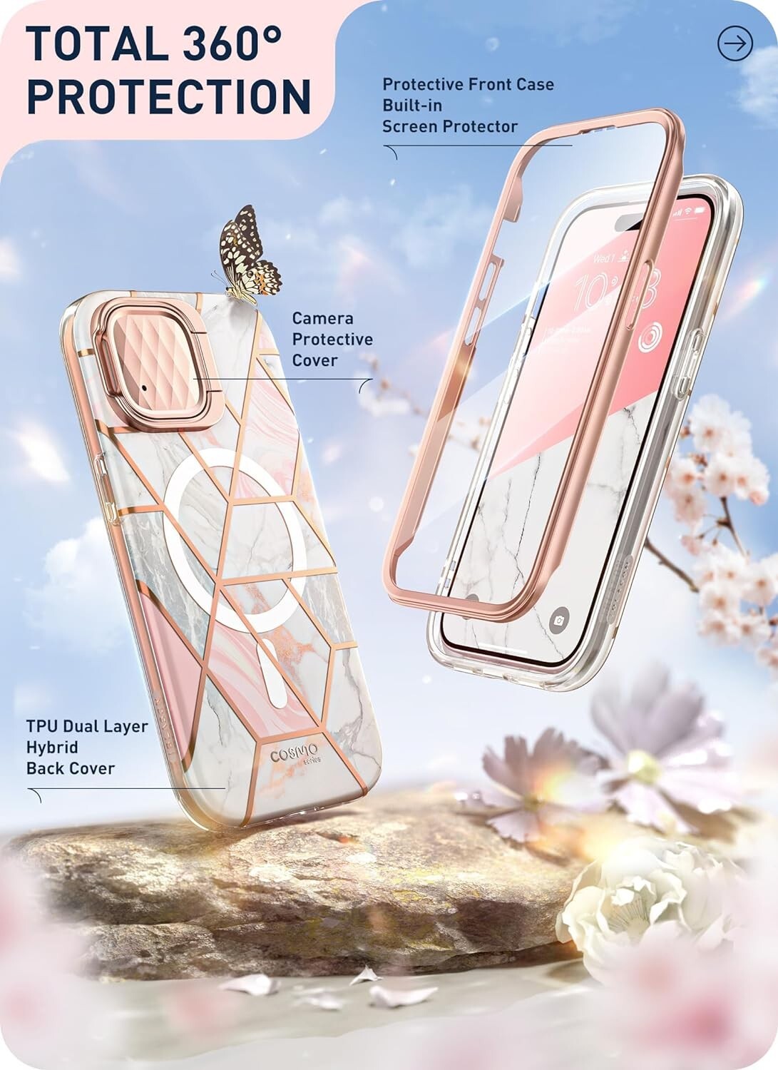 I-BLASON IPHONE 151413 [COSMO Mag] GLITZER SCHUTZHULLE, SCHUTZGLAS [MARMOR]