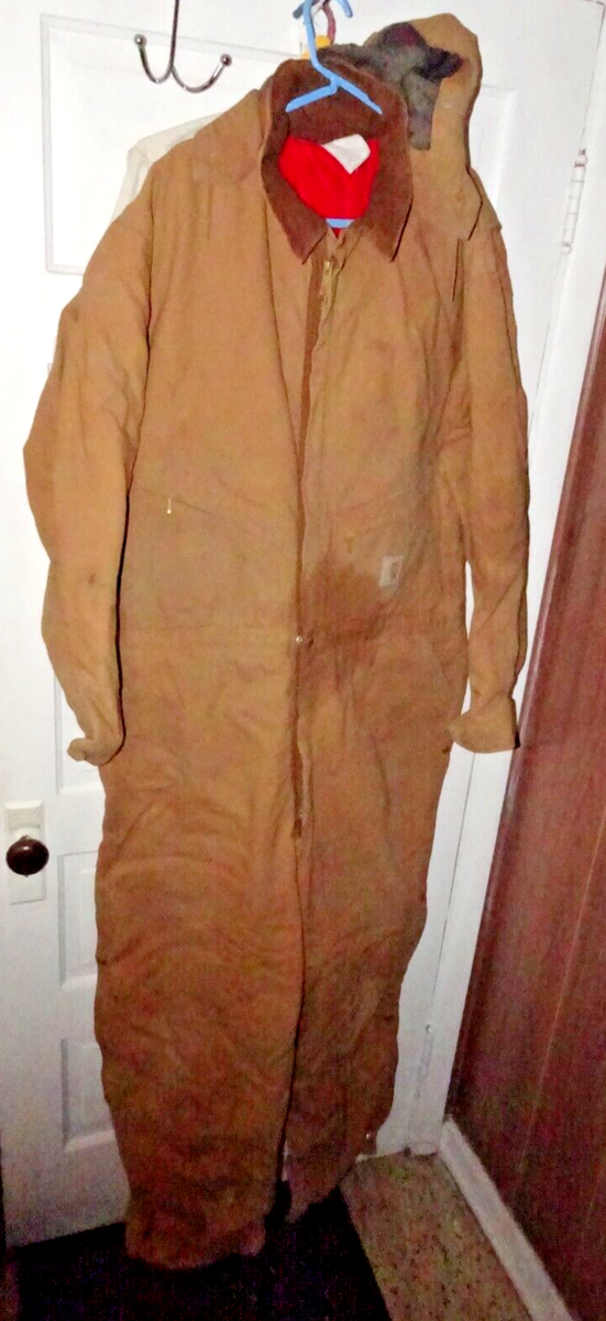 Carhartt Insulated Canvas Coveralls Brown +Hood 996QZ 54S Detroit