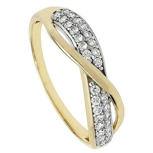 Crossover Gemma Anello Eternity 9ct Giallo Oro Marchiato Misure J - TAGLIA S - Immagine 2 di 3