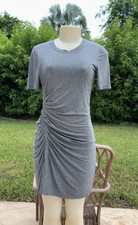 A.L.C. GRAY GATHER SIDE SHORT SLEEVE MINI DRESS Sz XS MADE IN USA
