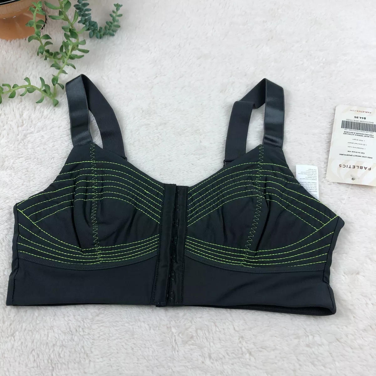 NWT Fabletics Night Shade Gray Neon Green Ines Low Impact Sports