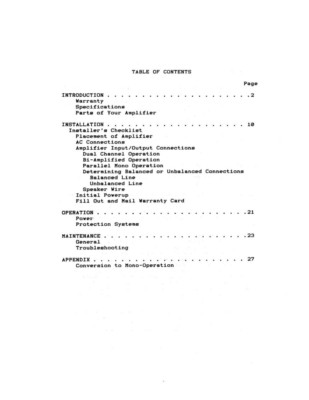 Carver PM-2.0t Amplifier Owners Manual